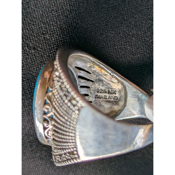 925 Turquoise & Multi-Gem Necklace & Turquoise Cabochon Ring Sterling Sz 9.5 - Picture 5 of 12